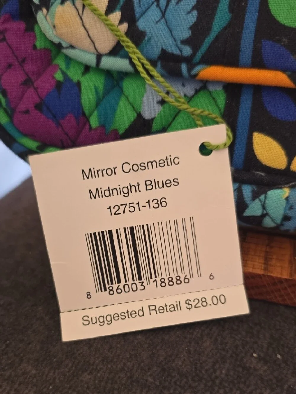 Vera Bradley Navy Multicolor Quilted Mirror Cosmetic